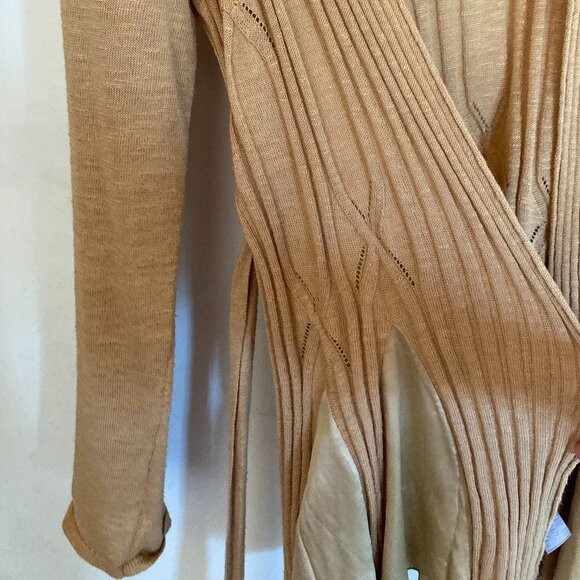 Vintage Anthropologie Knitted & Knotted Gold Cardigan Sweater MED - Picture 7 of 10